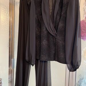 Elegant Black Evening Pantsuit